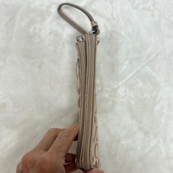 Coach Tan and Pink Signature Wristlet Clutch - Picture 13 of 15
